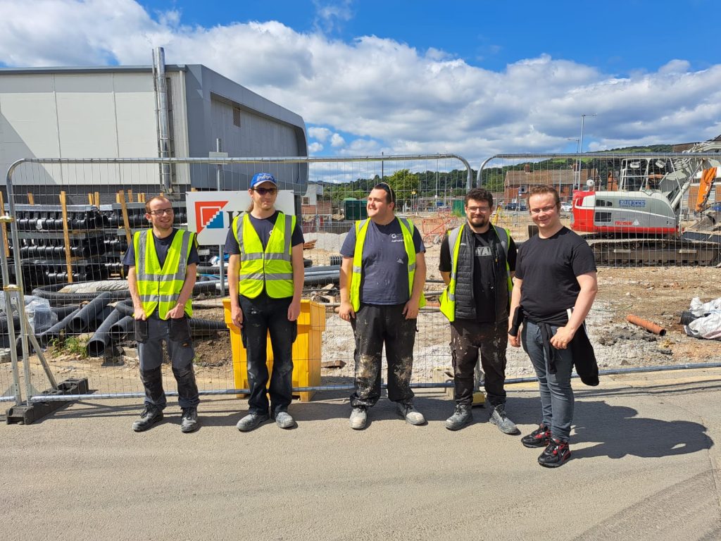 participants stood outside the Kier site in Neath